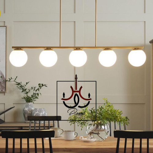 لوستر لاینر مولکولی مدرن منظم با ارتفاع قابل تنظیم و نوردهی بالا، مناسب آشپزخانه و میز نهارخوری