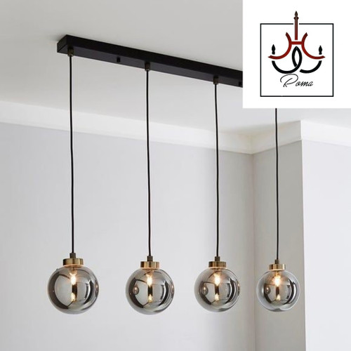 لوستر لاینر مدرن مولکولی مشکی | مناسب جزیره، کانتر، اوپن و میز ناهارخوری لوستر خطی