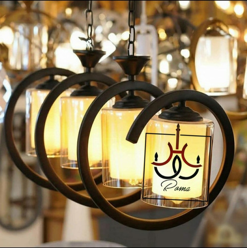 لوستر فنری لاینر چهار شعله با طراحی مدرن، مناسب نورپردازی جزیره، ناهارخوری و آشپزخانه مشکی