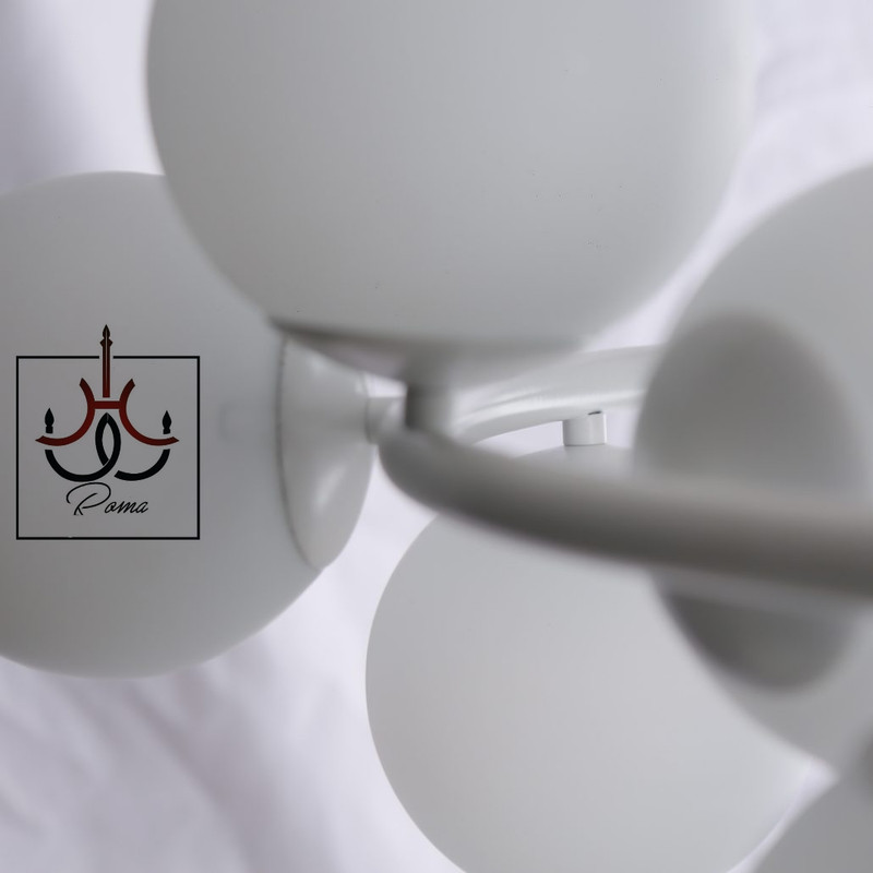 لوستر مدرن مولکولی ۱۵ شعله سفید با طراحی مینیمال و قطر ۶۵ سانت، مناسب پذیرایی و اتاق خواب