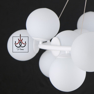لوستر مدرن مولکولی ۱۵ شعله سفید با طراحی مینیمال و قطر ۶۵ سانت، مناسب پذیرایی و اتاق خواب
