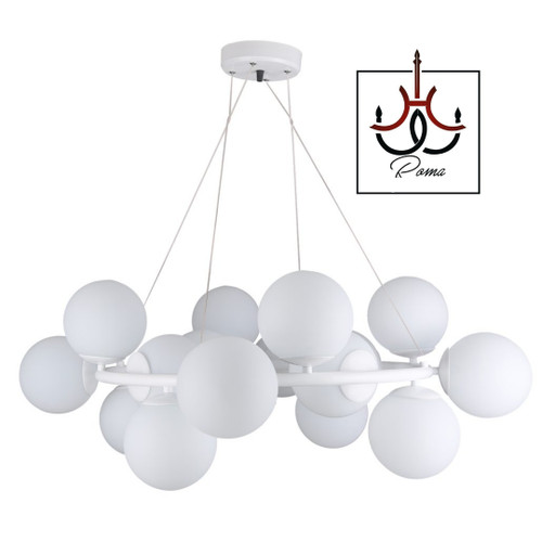 لوستر مدرن مولکولی ۱۵ شعله سفید با طراحی مینیمال و قطر ۶۵ سانت، مناسب پذیرایی و اتاق خواب