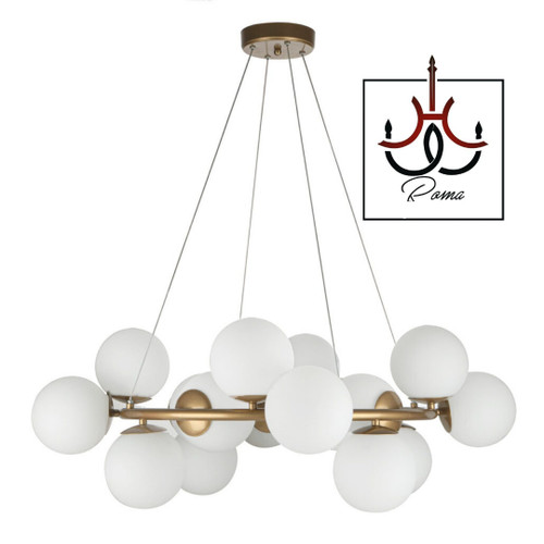 لوستر مدرن مولکولی ۱۵ شعله طلایی با طراحی مینیمال و قطر ۶۵ سانت، مناسب پذیرایی و اتاق خواب